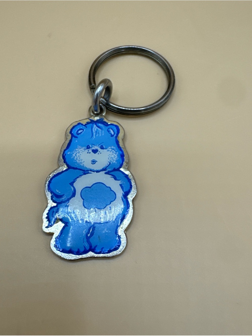 Vintage Care Bears Metal Keychain Key Ring Grumpy Bear Star 1980s 80s AGC